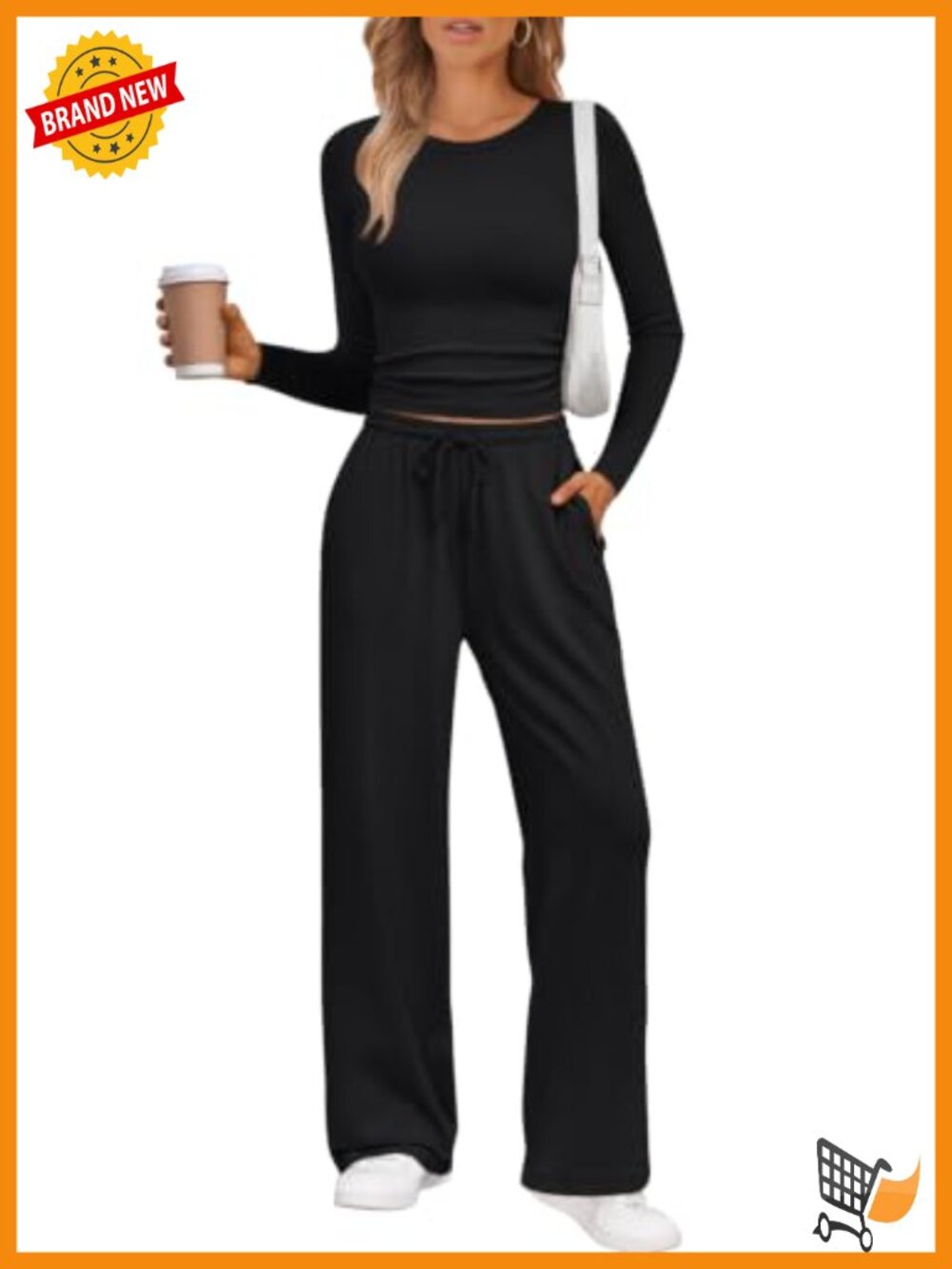 Lounge Set 2 Piece Long Sleeve Wide Leg Pants Casual Travel Outfit